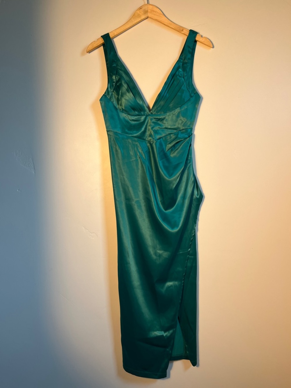 Hello Molly Emerald Green Satin Maxi Dress